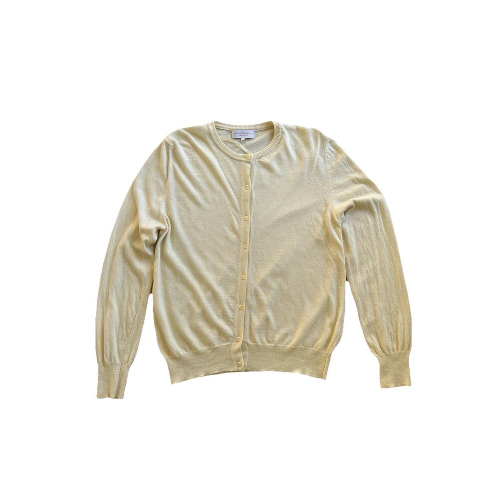 Bianco & Blu Women’s Butter Yellow Cardigan Wool Cashmere Silk XL Preppy Basic